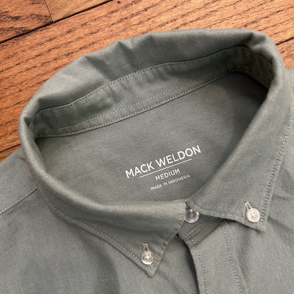 Mack Weldon Oxford Green Button Up Shirt Medium - Picture 3 of 6